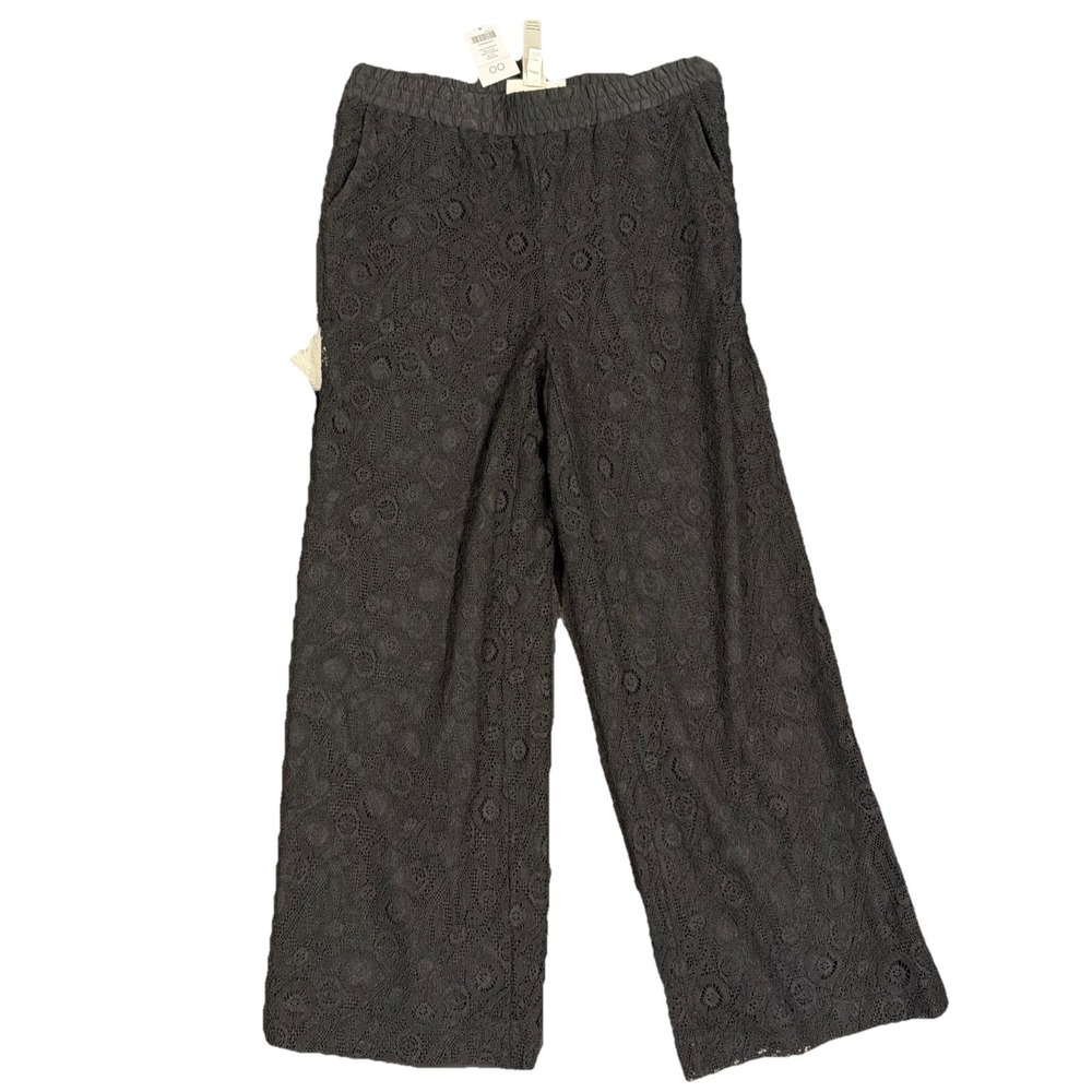 Chicos Womens Size 00 Black Lace Overlay Pull On Palazzo Pants NWT US XS 2